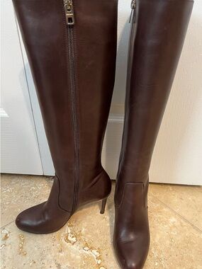 Coach Dark Brown Knee High Zip Boots
